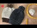 LOOM KNIT Beginner EASY Hat Pattern - Step by Step Garter Stitch Beanie Slouchy