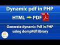 Generate Dynamic pdf in PHP HTML MYSQL How to Create PDF in PHP using domPdf