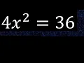 4x 2 36 quadratic equations exponent 2 second degree equation