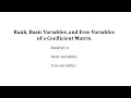 Rank Basic Variables and Free Variables of a Coefficient Matrix