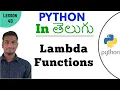 Lambda Functions in python in Telugu Learn Python in Telugu Lesson - 40