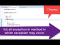 73 Throws and finally keyword in java
