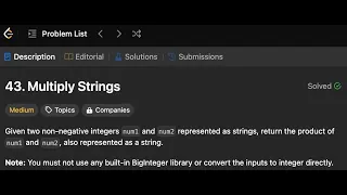 Multiply Strings Simple solution LeetCode 43 Golang
