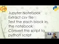 Python script in Jypyter notebook and convert the ipynb to py script