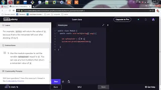CodeAcademy Java lesson Math Modulo