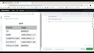 HackerRank SQL Aggregation Population Density Difference In Arabic
