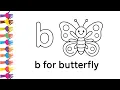 b for butterfly alphabet tracing and coloring pages for kids