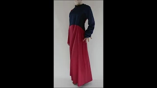 Rukan Red And Navy Abaya Ab674 - Alhannah Islamic Clothing