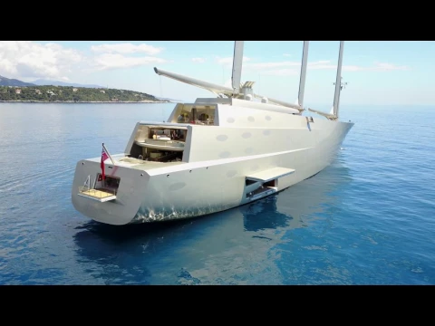 2 Yachts. $1 Billion - Exclusive Close up of Sailing Yacht and Motor Yacht A - 4k