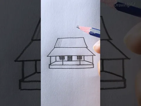 Easy Village Hut Drawing Step by Step | Simple House Drawing with Pencil