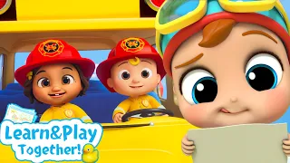 School bus Vs Rescue Bus! Who will win?! 🚌 | Kids Learning Songs! |  Sing Along Nursery Rhymes 🎶