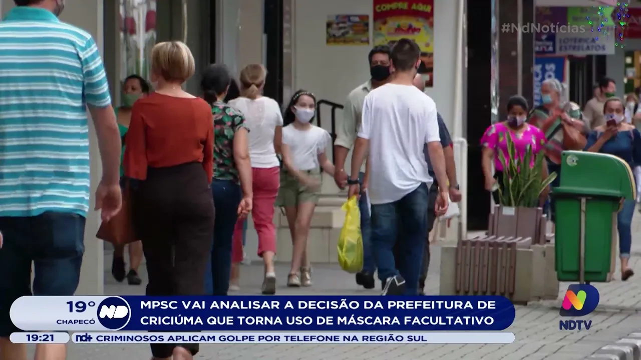 MPSC vai analisar a decisão da Prefeitura de Criciúma que torna uso de máscara facultativo