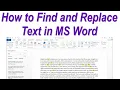 How to Find and Replace Text in MS Word How to Replace Words in MS Word