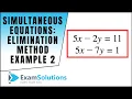 Simultaneous Equations - Elimination method Example 2 ExamSolutions