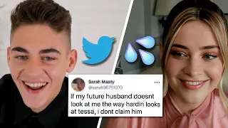 josephine langford and hero fiennes tiffin read tessa and hardin thirst tweets
