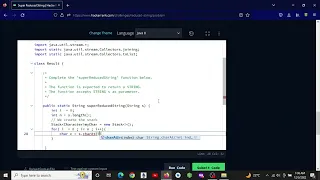 Hackerrank superReduced string solution using java