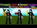 How to find all Fruits for Hungry Man Quest in Blox Fruits Apple Pineapple Banana Locations