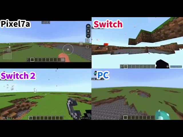 1000 TNT Explosion in Minecraft: Switch 2 vs Switch vs PC vs Pixel 7a Performance Test