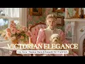 Victorian Cottage Style Lace Curtains Roses Tufted Chairs Old-World Home Decor Elegance