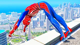 SPIDERMAN CRAZY JUMPS & BEST FALLS #6 😱 (GTA 5 Spider-Man Gameplay Fails)