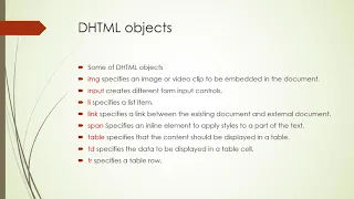 Dynamic HTML DHTML