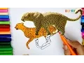 Easy Panther coloring pages - Learning colors and animals for Kids