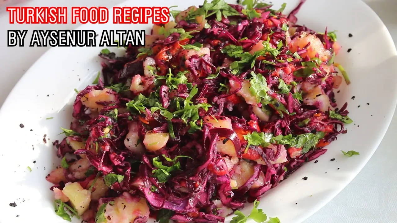 Turkish Potato Salad With Red Cabbage And Roasted Pepper