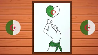 رسم علم الجزائر سهل بالخطوات  رسم علم الجزائر سهل بالخطوات