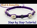 Skull Hematite Friendship Bracelet Halloween DIY Step by Step Tutorial Macrame NO Music