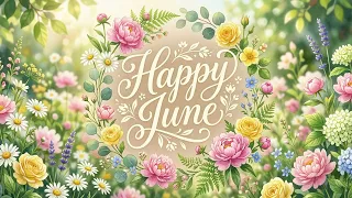 Happy June Background Wallpaper Floral Aesthetic Art for TV Screen