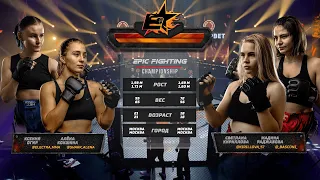 mma epic fight handicap match between 2 russian girls 2vs2 2v1 wrestling