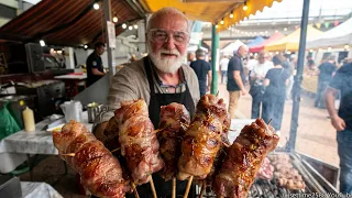 Italian Meat-Bomb Skewers. Italy Street Food Festival