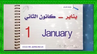                    شهور السنة الميلادية باللغة الإنجليزية و العربية و السريانية   دندنها
