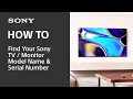 How can I find my Sony s TV Monitor model name and serial number