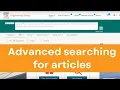 Advanced searching for articles webinar in English