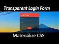 Materialize Css - Transparent Login Form