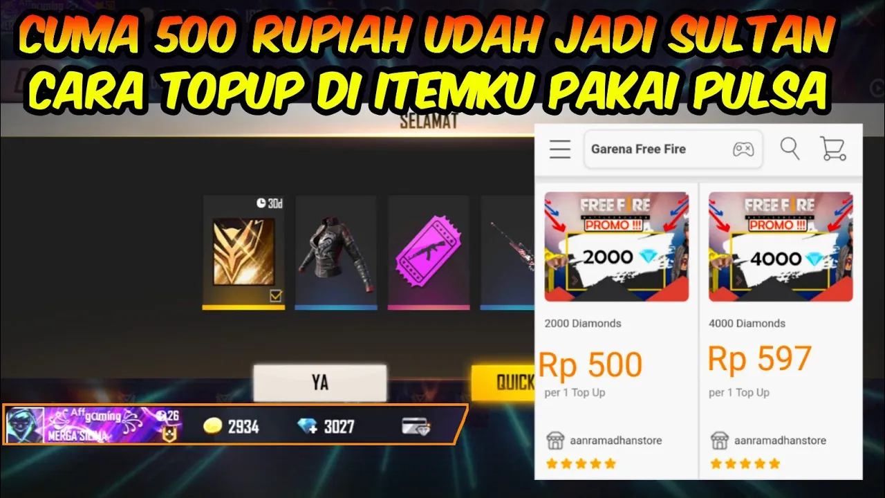 CARA TOPUP DIAMOND DAN SKIN LEBIH MURAH BISA BAYAR PAKE PULSA MOBILE LEGENDS