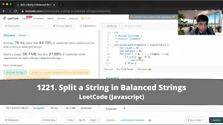 How to Solve 1221 Split a String in Balanced Strings on LeetCode - Javascript