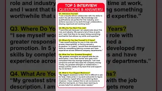 TOP 5 INTERVIEW QUESTIONS ANSWERS How To ANSWER COMMON INTERVIEW QUESTIONS Jobinterview 