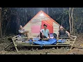 Lagu Camping hujan deras membuat shelter full kayu dan memancing tidur nyenyak didalam shelter yang aman 