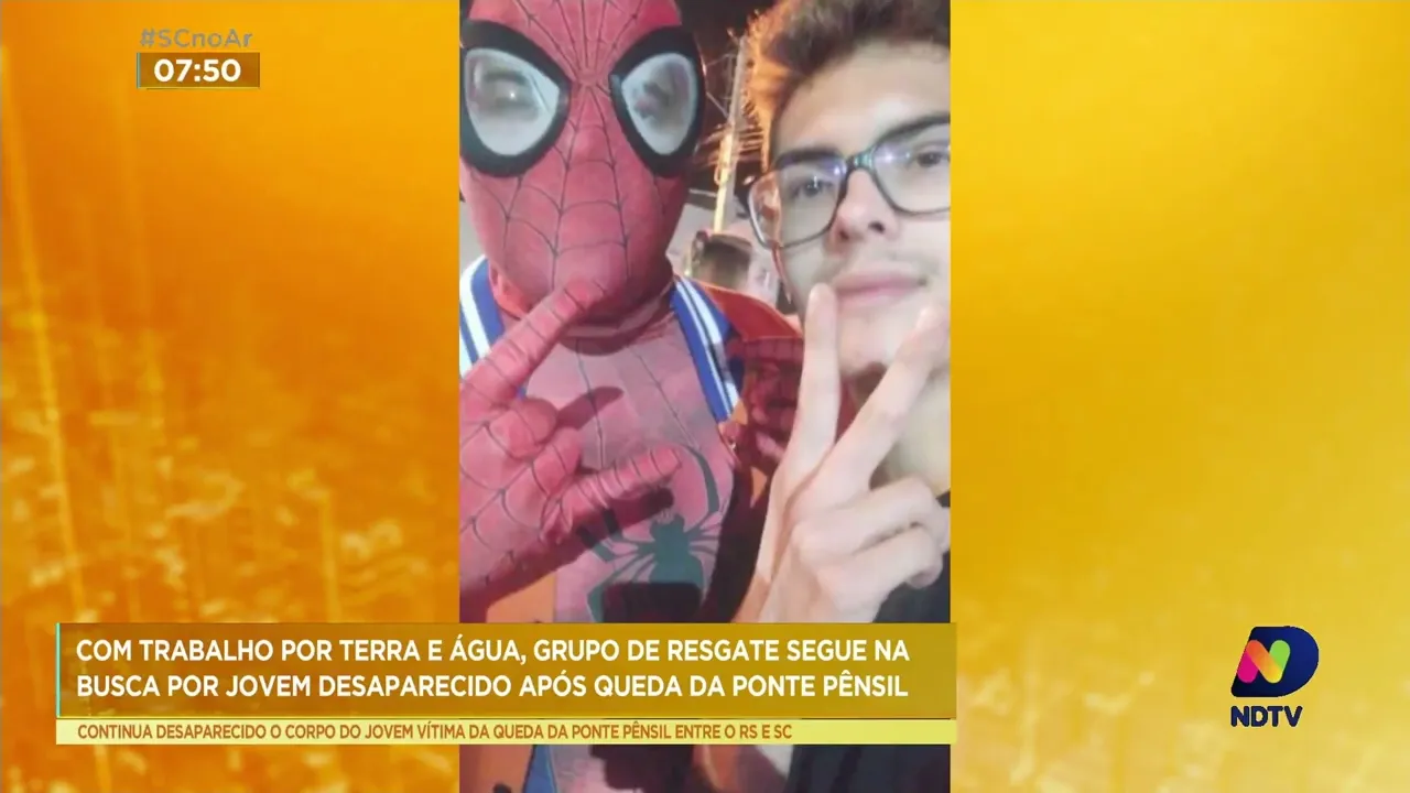 Continua desaparecido corpo de possível vítima da queda da ponte pênsil entre o RS e SC