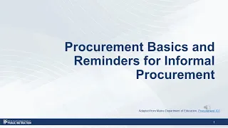 Informal Procurement Training RECORDED