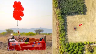 Shooting Fake DRONE Shot 😍 with 100+ Helium Balloons🎈 | OPPO Reno11 5G Phone