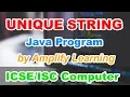 Unique String in Java Program ICSE ISC Computer