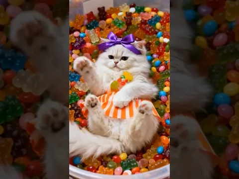 Kucing Mandi permen 🔥🔥 #cat #kitten