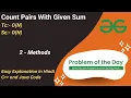 Count Pairs With Given Sum Array Hashing GFG POTD C Java Code Kar Lo