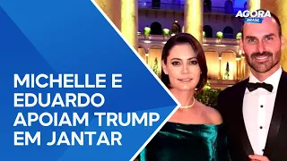 Michelle e Eduardo Bolsonaro participam de jantar em apoio a Donald Trump em Washington