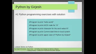 Q 1 to Q 5 Python - Solved Practice Exercises