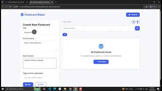Flashcard Maker Using HTML CSS and JavaScript with Source Code