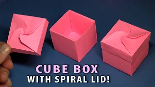 Origami Cube Box With Spiral Lid